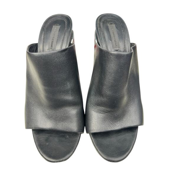 Alexander Wang Women’s Avery Black Leather Block Heel Mules Size 38.5 US 8.5 - Picture 7 of 14